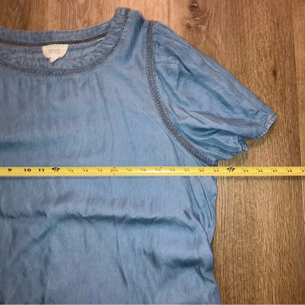 Perch by Blu Pepper Blue chambray Relaxed Blouse Size 2XL | Boho Beach Vacation - Picture 9 of 13